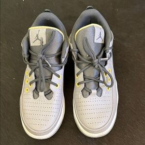 Nike Air Jordan Boy’s Gray and Yellow Sneakers. Pristine condition.